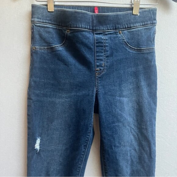 Spanx distress pull on skinny denim jeans Sz M - Picture 4 of 12